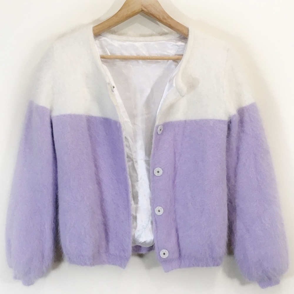 Vintage Mohair Lavender Cardigan/Jacket